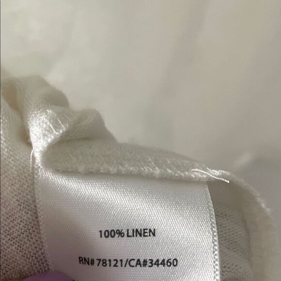 Eileen Fisher White Linen Tank Top with Silver Metallic Accents - Picture 6 of 7